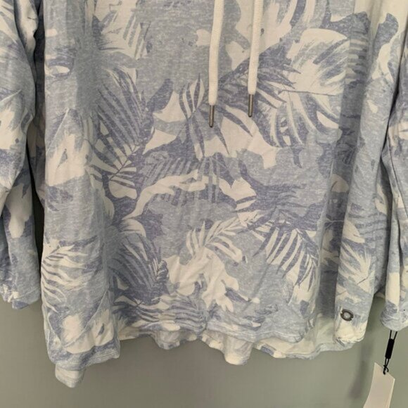 NEW Calvin Klein performance stretch blue white cowl neck athleisure top - Picture 3 of 8